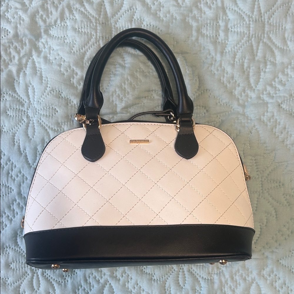 Elegant Black and White Quilted Handbag